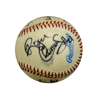 Roger Clemens OAL Game Used and Signed Baseball From First Career Major League Shutout